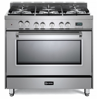 Verona Prestige Series VPFSGE365SS 36" Dual Fuel Range Convection Oven Stainless Steel