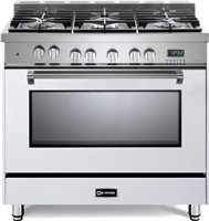 Verona Prestige Series VPFSGE365W 36" Dual Fuel Range Convection Oven White