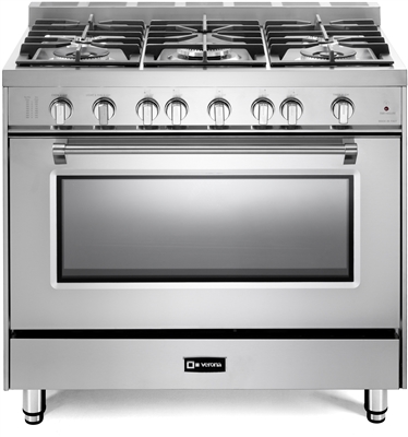 Verona Prestige Series VPFSGG365SS 36" All Gas 5 Burner Range Convection Oven Stainless Steel