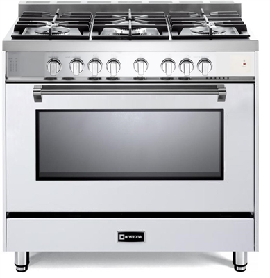 Verona Prestige Series VPFSGG365W 36" All Gas 5 Burner Range Convection Oven White