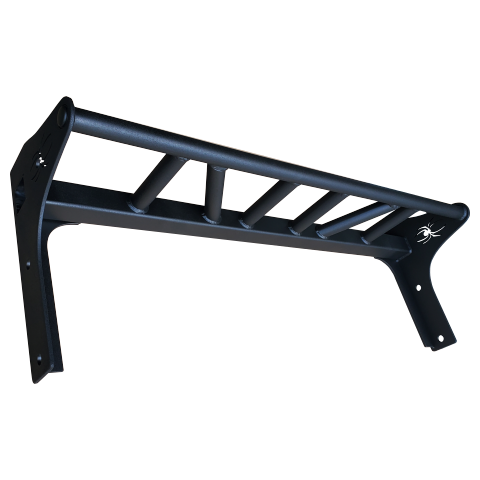 Raised rack mounted pull up bar attachment with multiple grips