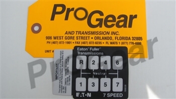 7 Speed Shift Pattern Diagram. Eaton Fuller Transmission P/N: 19958