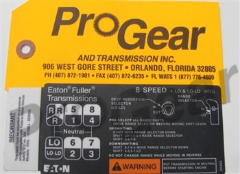 8 Speed LL Overdrive Shift Pattern Diagram. Eaton Fuller Transmission P/N: 20465