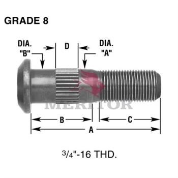 Meritor Stud/Rh P/N: 09-001991 or 09001991