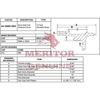 Meritor Ay - Hub / Rotor P/N: 16-16000-1012 or 16160001012