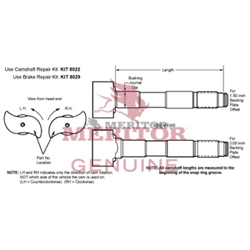 Meritor Camshaft / Rh P/N: 2210F6740