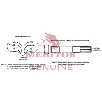 Meritor Camshaft 1.5-10 P/N: 2210M6279