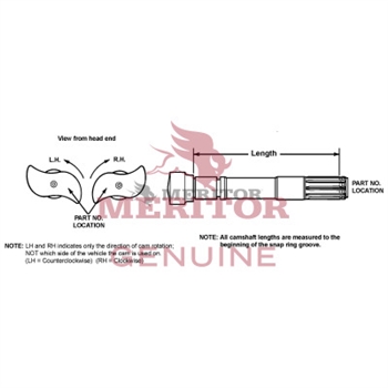 Meritor Camshaft Lh P/N: 2210Z6396