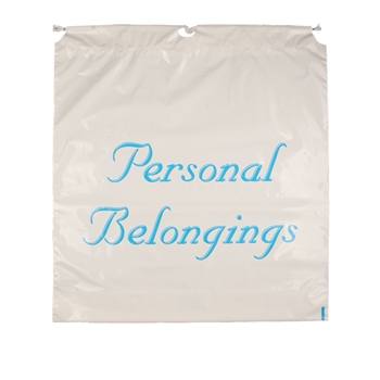 White drawstring personal belongings bag