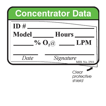 2501 "Concentrator Data" label with laminate shield, 200/roll