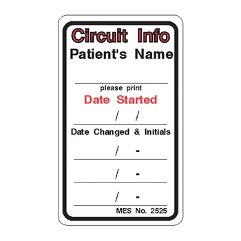 2525 "Circuit Info" label, 150/roll