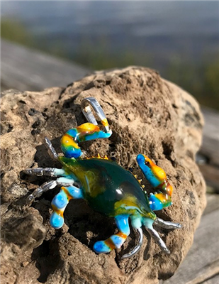 Enamel Crab Pendant