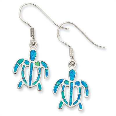 Blue Opal Sea Turtle Earrings