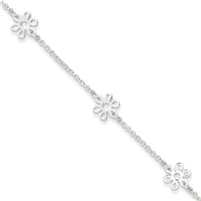 Sterling Silver Flower Anklet