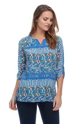 FDJ Navaho Print Pop Over Blouse