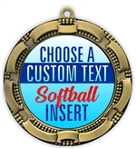 Softball Full Color Custom Text Insert Medal