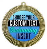 Swimming Full Color Custom Text Insert Medal