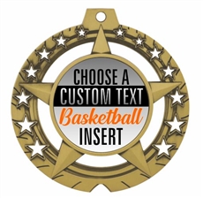 Basketball Full Color Custom Text Insert Medal