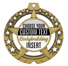 Male Body Building Full Color Custom Text Insert Medal