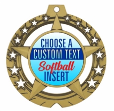 Softball Full Color Custom Text Insert Medal