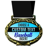 Custom Text Baseball Medal in Jam Oval Insert | Baseball Award Medal with Custom Text