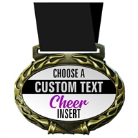 Custom Text Cheer Medal in Jam Oval Insert | Cheer Award Medal with Custom Text