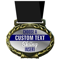 Custom Text Skiing Medal in Jam Oval Insert | Skiing Award Medal with Custom Text