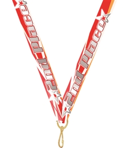 Second Place Snap Clip "V" Neck Medal Ribbon
