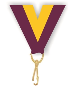 Maroon/Gold Snap Clip "V" Neck Medal Ribbon