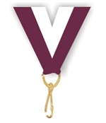 Maroon/White Snap Clip "V" Neck Medal Ribbon