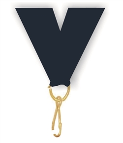 Navy Blue Snap Clip "V" Neck Medal Ribbon