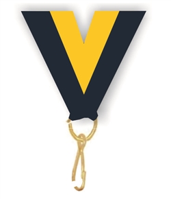 Navy Blue/Gold Snap Clip "V" Neck Medal Ribbon