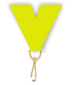 Neon Yellow Snap Clip "V" Neck Medal Ribbon