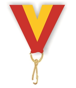 Red/Gold Snap Clip "V" Neck Medal Ribbon