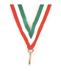 Red/White/Green Snap Clip "V" Neck Medal Ribbon