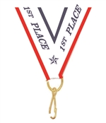 Red/White/Blue 1st Place Snap Clip "V" Neck Medal Ribbon
