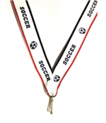 Red/White/Blue Soccer Snap Clip "V" Neck Medal Ribbon