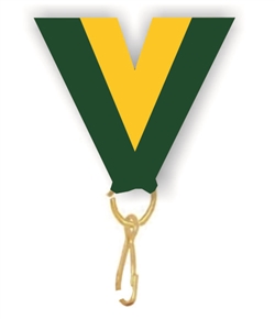 Gold/Hunter Green Snap Clip "V" Neck Medal Ribbon