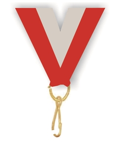 Red/Grey Snap Clip "V" Neck Medal Ribbon