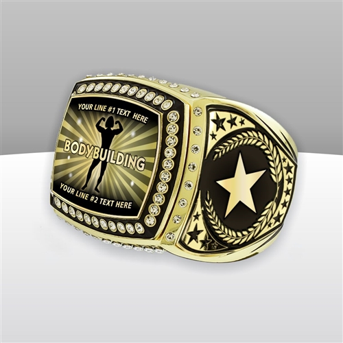 Gigantic Custom Text Champion Female Body Building Ring