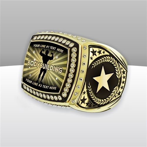 Gigantic Custom Text Champion Male Body Building Ring