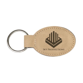 Laserable Leather Oval Keychain