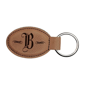 Laserable Leather Oval Keychain