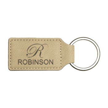 Laserable Leather Rectangle Keychain