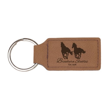 Laserable Leather Rectangle Keychain