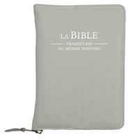 for *FRENCH* Bible  (with ZIPPER): Cover for New World Translation - with FOIL STAMPED Title  *Grey leather/vinyl