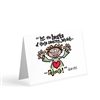 Greeting card featuring Psalm 105:3 and a happy hand-drawn cartoon character.