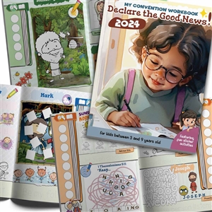 (Ages 3-9) Kids' Convention Activity book for 2024 Convention "Declare the Good News" - WITH STICKERS