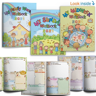 PREVIOUS YEAR'S Fun Meeting and Family Worship Workbooks/Activity books for JW KIDS (ages 3-10)