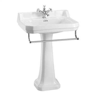 Burlington Edwardian 61cm Basin with Towel Rail & Pedestal